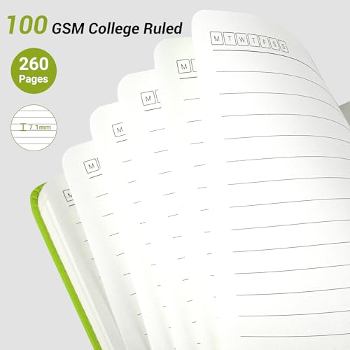 Yoment Lined Journal Notebook for Women, A5 Hardcover Leather Journal for Writing, 260 Pages 100 GSM Thick Paper, College Ruled Notebook for Work, School, Office, 5.7" x 8.3"Green — view 3