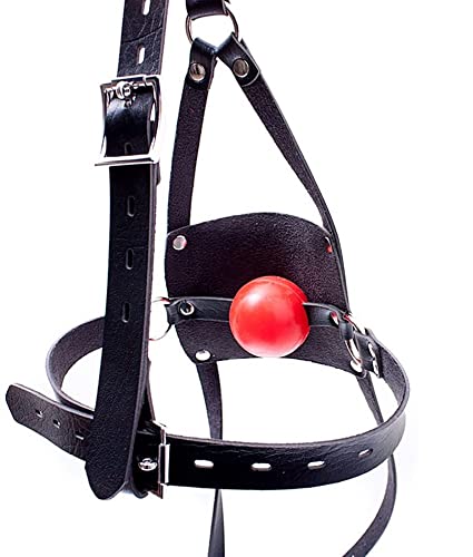 Image of Bondage BDSM Head Harness Mouth Ball Gag Mask Head Restraint Adjustable Breathable Sex Adult Toys Restraints Kinky Set Submissive,Black,One Size Fits All