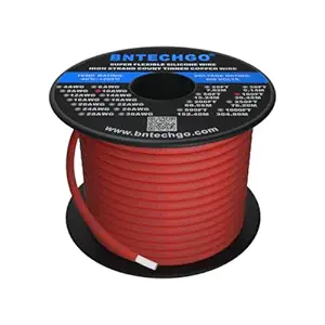 BNTECHGO 10 Gauge Silicone wire spool 100 ft Red Flexible 10 AWG Stranded Tinned Copper Wire