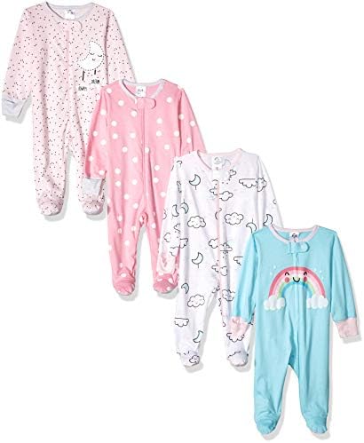 Gerber Baby Girls 4 Pack Sleep 'N Play Footie Cloudy 0-3 Months