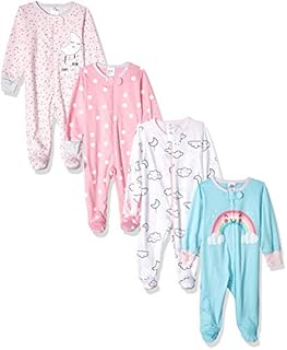 Gerber Baby Girls' 4 Pack Sleep 'N Play Footie, Cloudy, Newborn