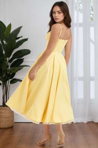 Satin Prom Dress for Women Sweetheart Neck Spaghetti Strap A-Line Corset High Waist Formal Evening Gown4