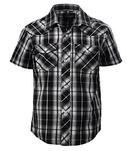 Image of Gioberti Boys Casual Western Plaid Pearl Snap-on Buttons Short Sleeve Shirt