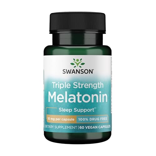 Swanson Triple Strength Melatonin - Natural Sleep Support for Disrupted Sleep Cycles - Sleep Aid Supplement Promoting Restful Sleep - (60 Capsules 10mg Each)