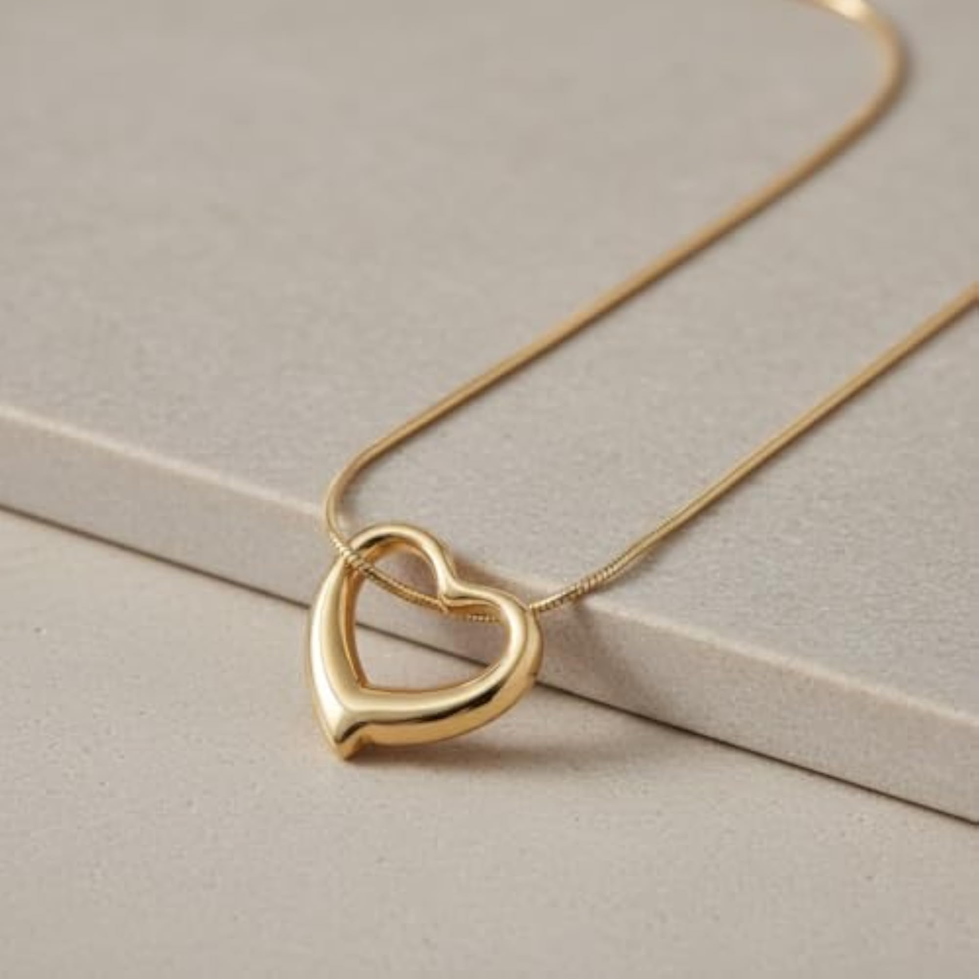 Gold-Tone Open Heart Pendant Necklace, Elegant Style
