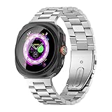 Compatibile con Samsung Galaxy Watch 7 Ultra Band 2024 47 mm, robusto bracciale di ricambio in acciaio inossidabile da uomo (argento)