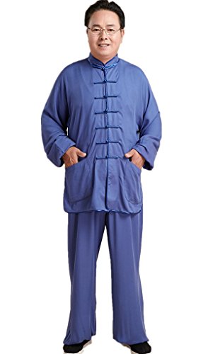 Shanghai Story Martial Arts Men's Tai Chi Uniform Cotton Kung Fu Suit(Blue,2XL)