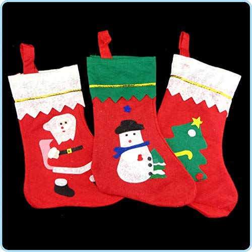 BB Big Box 3 Piece Synthetic Christmas Stockings Sock Hanging Bag for Xmas Decor (Red)