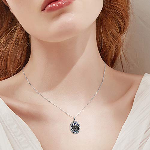 Lotus Locket Necklace Sterling Silver Lotus Flower Locket Necklace That Holds Pictures Yoga Locket Pendant Mother's Day Gifts for Women Wife Mom2