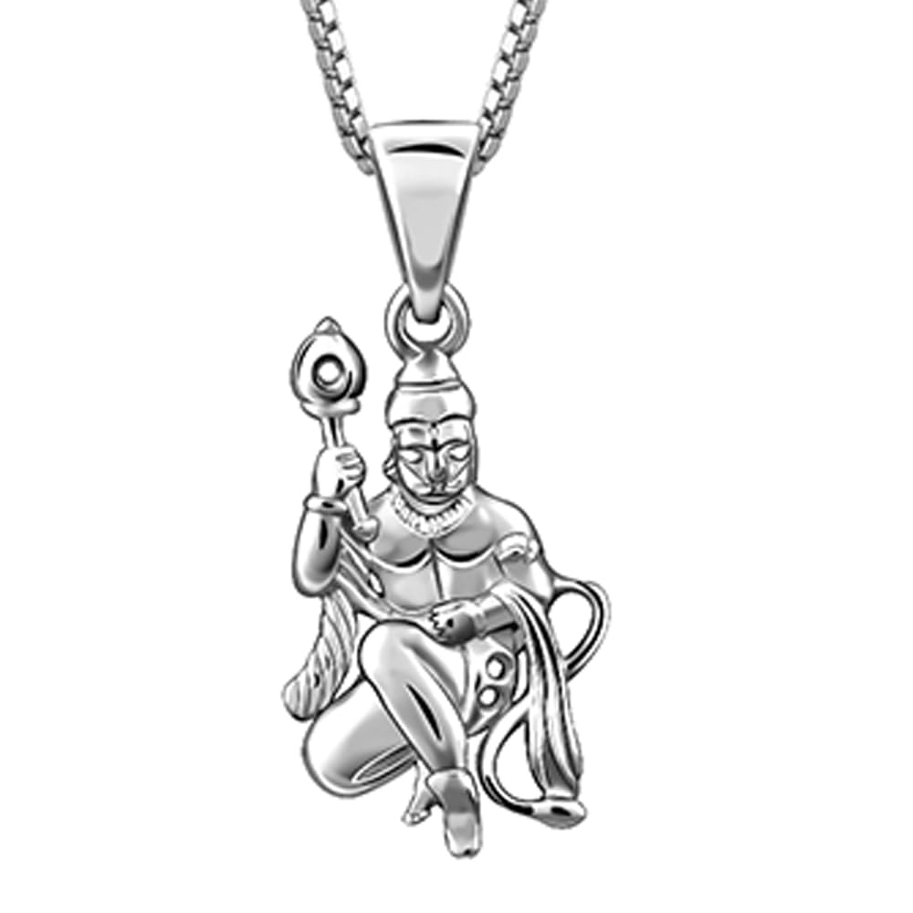 925 Silver Anjaneya Pendant With Link Chain For Him | Gifts for Men and Boys | With Certificate of Authenticity and 925 Stamp | 6 Month Warranty*