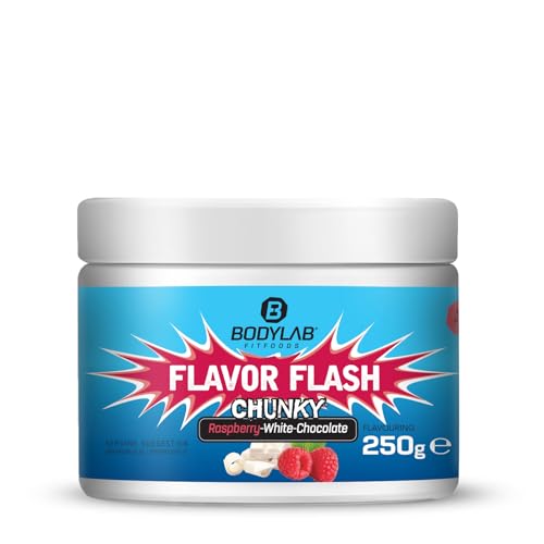 Bodylab24 Flavour Flash Chunky Himbeer-Weiße-Schokolade 250g, kalorienarmes Flavour Powder für Quark & Joghurt, Aromapulver zum Süßen, Backen und Verfeinern von Lebensmitteln, reich an Ballaststoffen