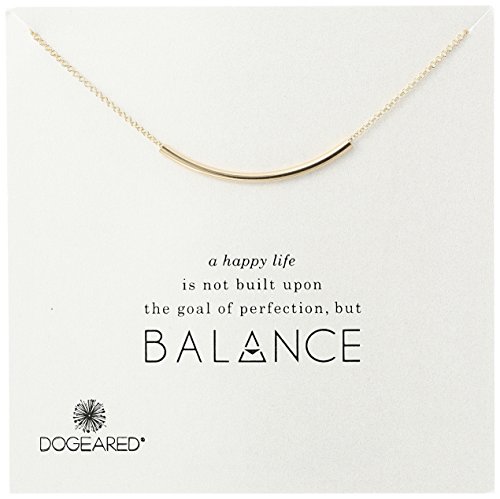 Dogeared Balance Tube Bar Gold Plated Silver Necklace, 16