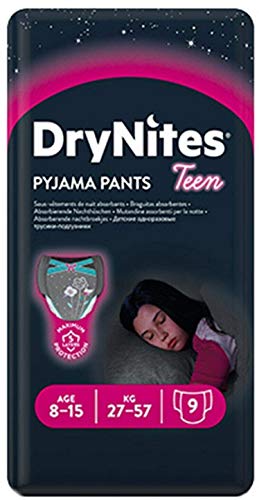 3 paquetes. Huggies - Pañales para niña de 8 a 15 años, 9 unidades, 27 a 57 kg, color rosa