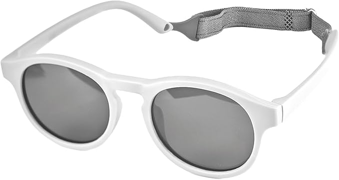CODOMOR Gafas de Sol Polarizadas para bebé niño y niña, Para recién nacidos, a partir de 0 a 36 meses, 100% Protección UV400, marco flexible con Funda Incluida, para vacaciones en la playa (Blanco)