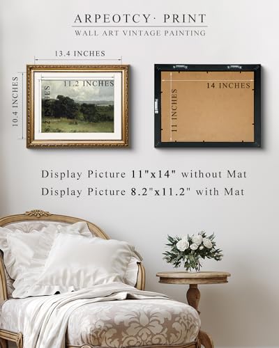 ARPEOTCY Gerahmte Vintage-Landschaft, Wandkunst, Schlafzimmer, Badezimmer, Wohnzimmer, Weiden, Landschaft, Gemälde, Retro-Dekor… – Ansicht 6
