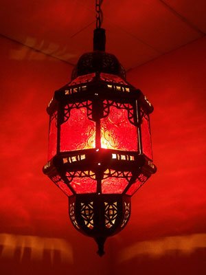 Preisvergleich Produktbild Orientalische Lampe Pendelleuchte Rot Fula 45cm E27 Lampenfassung / Marokkanische Design Hängeleuchte Leuchte aus Marokko / Orient Lampen für Wohnzimmer Küche oder Hängend über den Esstisch
