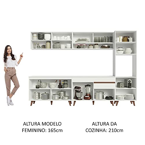 Cozinha Completa Madesa Reims 300002 com Armário e Balcão - Branco