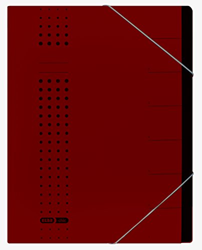 ELBA Teczka na dokumenty szykowna, na format A4, z kartonu, 7 przegródek, bordowa, 5 sztuk