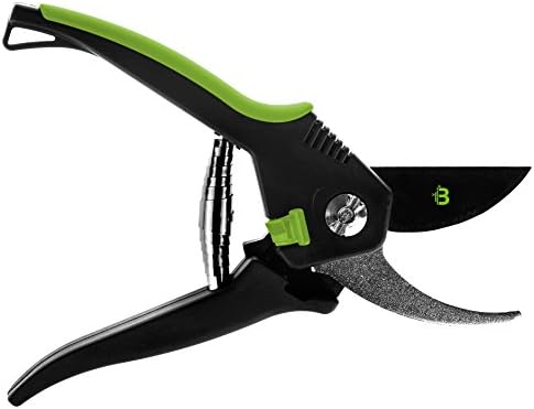 Black Bamboo Professional 8" Bypass Pruning Shears with Replaceable Blade Hand Pruners Razor Sharp Pruner Comfortable Silicone Grip Clippers Saftey Lock Loppers Secateurs Trimmer Home Garden Shears