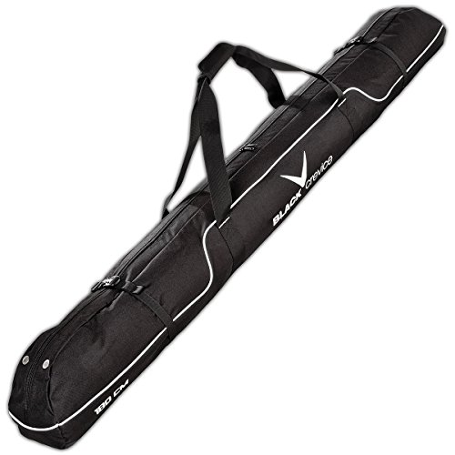 BLACK CREVICE Skitasche I Skisack für 1 Paar Ski & 1 Paar Stöcke I robuste Skibag mit gepolsterten Doppelhaltegriffen I Ski-Tasche mit durchgängigem Doppelreißverschluss I Maße: 180x20x20cm