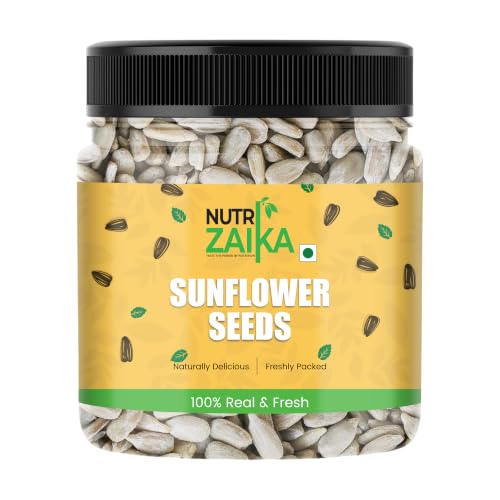 Image of NUTRIZAIKA Premium Sunflower Seeds 1kg | Vitamin E Rich Super Seeds | High Fibre | Perfect for Snacking, Salads, Oats Topping & Seed Cycling Source of Iron | Healthy Protein Snack for Diet Food
