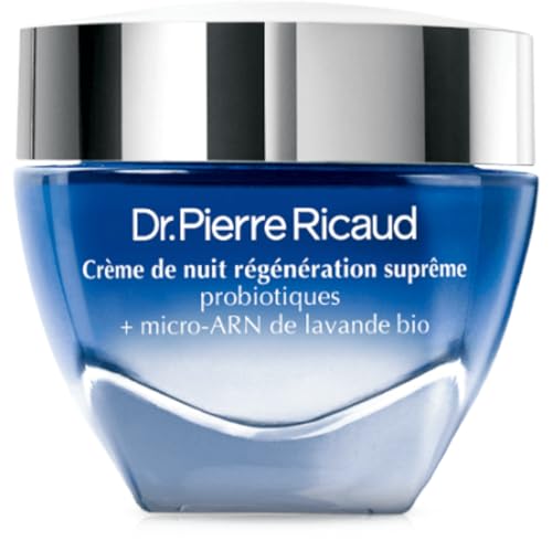 Dr Pierre Ricaud Crème de Nuit Régénération Suprême - Creme pour le Visage aux Probiotiques et Micro-ARN de Lavande Bio - Soin Anti-Age pour Femme - 40ml