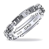 Design classico bracciale uomo - L'argento complessivo guarda sempre alla moda e moderno,3 zirconi cubici sintetici mostrano più lusso, un design semplice con la fortuna della sensazione di design. La costruzione stupefacente del legame, il polacco delicato conferisce un comfort luminoso.