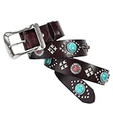 AKAFKKPYXSD Mode Nieten Ledergürtel Nietenverzierung Verstellbare Zackenschnalle Metall Punk Rock...