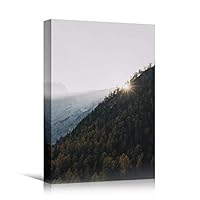 Canvas Wall Art Forest Mountain View Cool Dramatic Mountain Nature Photography Romantics - 12x18 inches