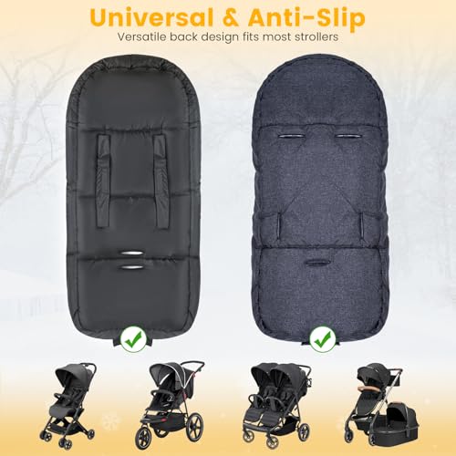 Image of Orzbow Footmuff for Stroller, Weatherproof Anti-Kick Universal Toddler Sleeping Bag,Removable Warm Coral Fleece Lined Stroller Bunting Bag Footmuff, Black