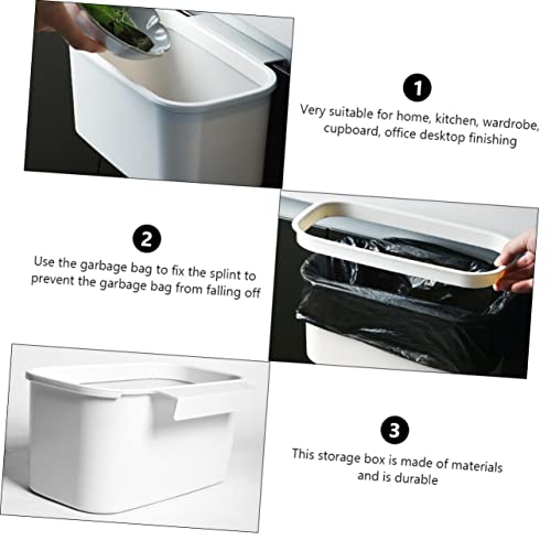 Caneca de basura colgante rectangular blanca para cocina miniatura 5