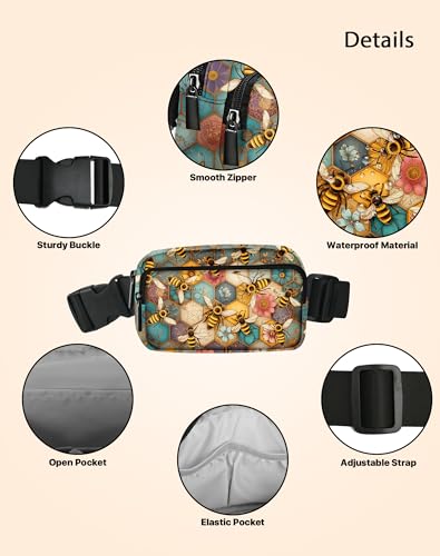 Image of Bee Fanny Pack for Women Belt Bag Fashion Everywhere Waist Pouch Lightweight Crossbody Bags with Adjustable Strap
