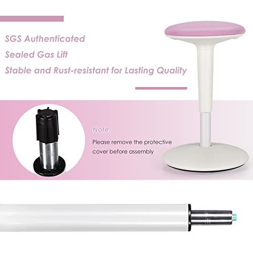 Image of Giantex Wobble Stool Height-Adjustable Standing Desk Stool W /Swivel, Tilt Motion, Premium Airlift, Wiggle Chair for Flexible Seating, for Junior, Home, Office, School Active Chair (Pink+White)