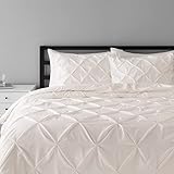 Amazon Basics All-Season Down-Alternative Comforter 3-Piece Bedding Set, Pinch Pleat, King, Pinch-Pleat With Piped Edges, Cream