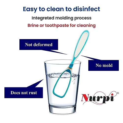Image of plastic single handle Tongue Cleaner for Fights Bad Breath Oral Health Care Tool, Easy to Use for Adults and KidsTravel Friendly (pack of 4)