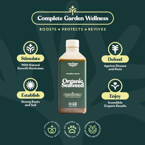 The Shropshire Seaweed Company - Certified Organic Plant Food & Lawn Feed - Promotes Growth, Enhances Roots & Soil Health. Sustainably Sourced from Ireland Liquid Organic Seaweed Fertilizer 5L