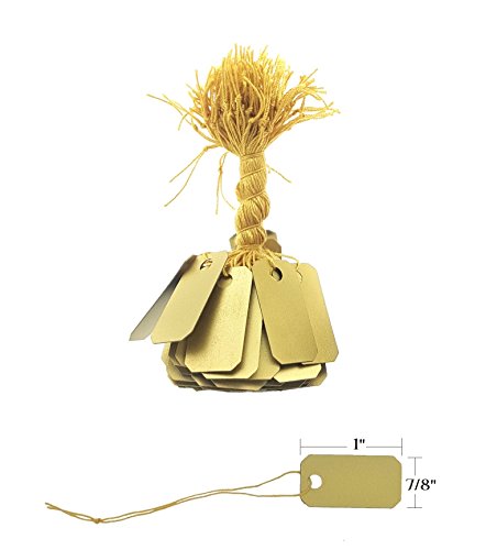 100 Pcs Elegant Jewelry String Tags Perfect for Gifts or Business (1 x 1/2 - 100 Pack Gold)