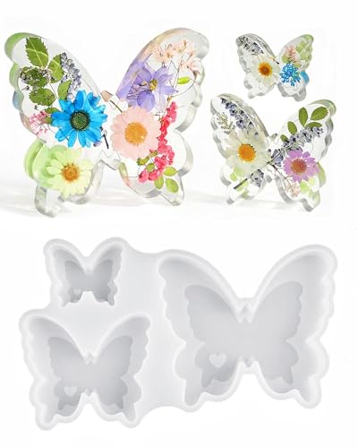 WIKIMO Epoxy Resin Molds for Spring Butterfly Soft Silicone Molds Set of 3 Sizes Easter Silicone Molds for Resin Gypsum and Candle