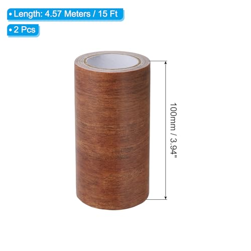 Image of PATIKIL Wood Grain Repair Tape 4 inch x15ft,2 Pcs Self Adhesive Realistic Textured Repair Tape Patch for Floor Door Table Cabinets Desk,Mahogany