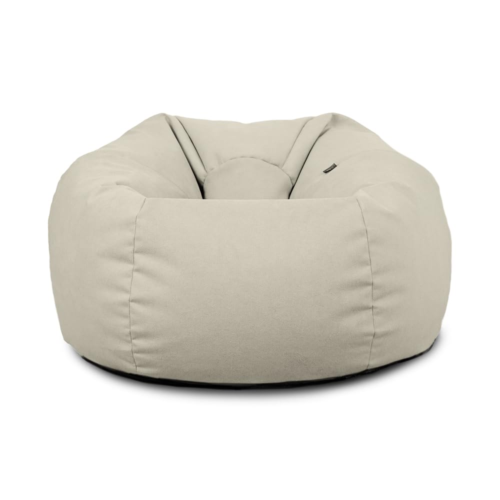 rucomfy Beanbags Large Adults Bean Bag Chair with Filling Included - Machine Washable Durable Big Bean Bag for Adults - Comfortable Home & Living Room Beanbag Seat for All Ages (Cream, Beanbag Only)