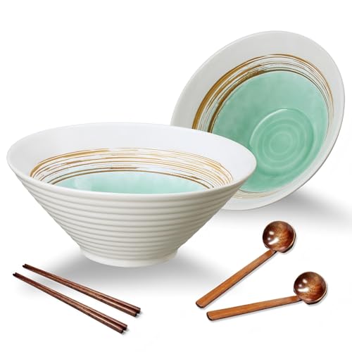 Ramen Schüssel Keramik Set, 2×1000ml Japanisches Geschirr mit...