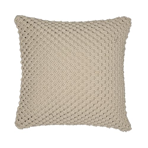 Image of Wakefit Designer Cushion Cover | 16x16 inch| Boho Macrame | Cotton Fabric on Front & Back | Hush | Pack of 1 | Off White