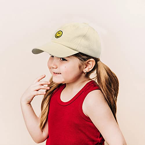 Sonmony Smile Face Toddler Baseball Cap Boy Baseball Hats Kids Washed Funny Hats Adjustable Cute Caps For 3-12 Years Beige #TOP5