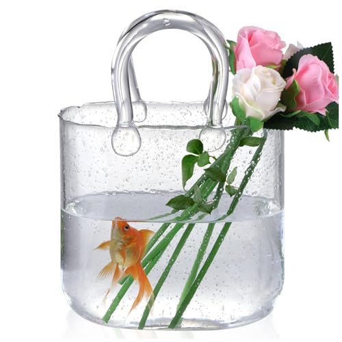 Vaso A Forma Di Borsa, Con Bollicine Vaso Di Vetro A Forma Di Borsa Vasi Vetro Ottimo Per Composizioni Floreali,Style1-Gray