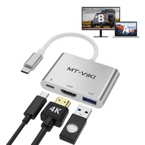 MT-VIKI 4K USB C auf HDMI Adapter 3 in 1 HDMI + USB 3.0 + PD 100W Hub f&uuml;r MacBook Pro, iPad Pro, iPhone 15, Laptops