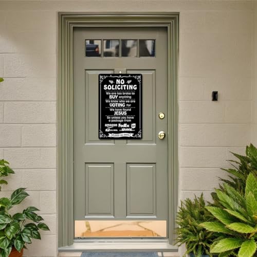 FORSHUYU Black No Soliciting Sign for House 12x8 Inch Weatherproof Yard Sign, Fade-Proof & Rust-Proof Anti Soliciting Sign with Clear Message, Easy Mount — view 4