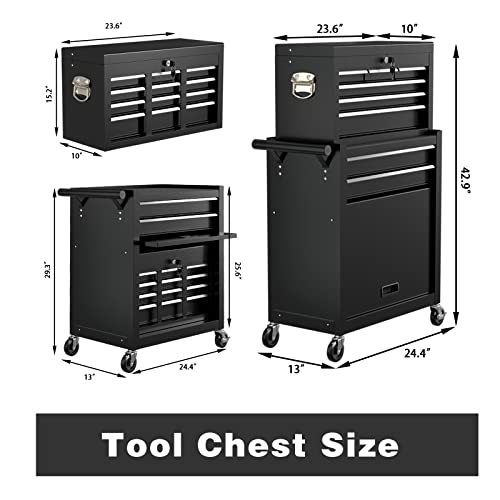 Yaciente 8-Drawer High Capacity Rolling Tool Chest, Tool Box With Drawers And Wheels, Toolbox On Wheels With Cabinet, Portable Tool Chest On Wheels(Black) #TOP4