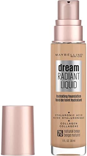 Maybelline Dream Radiant Liquid Medium Coverage Hydrating Makeup, Lightweight Liquid Foundation, Natural Beige, 1 Count