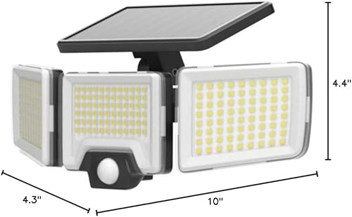 Miniatura 9 de MustWin Paquete de 2 luces solares para exteriores, sensor de movimiento, impermeables, IP65, luces de inundación con control remoto, 3 cabezales