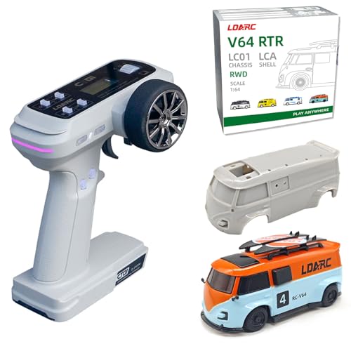 NBJIALIN Mini Autos RC LDARC in Scala 1:64-2,4 GHz Ideale per Auto Sportive da Corsa, Modello di Auto telecomandata con luci RGB. Dotata di carrozzeria intercambiabile FAI da te. (BLU Mandarino)